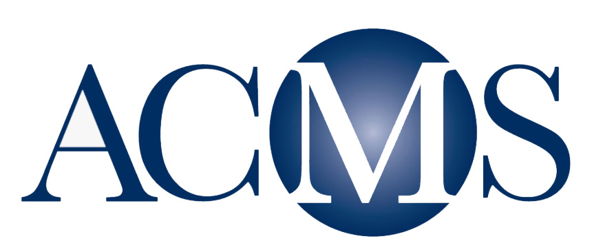 Logo of the American College of Mohs Surgery (ACMS) featuring bold navy blue letters with a gradient circular background – Millcreek Dermatology